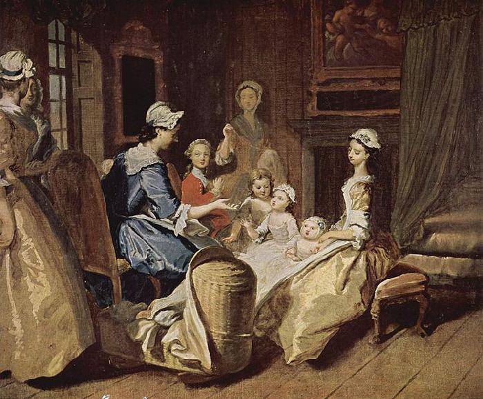 Joseph Highmore Pamela teaching her children oil painting image